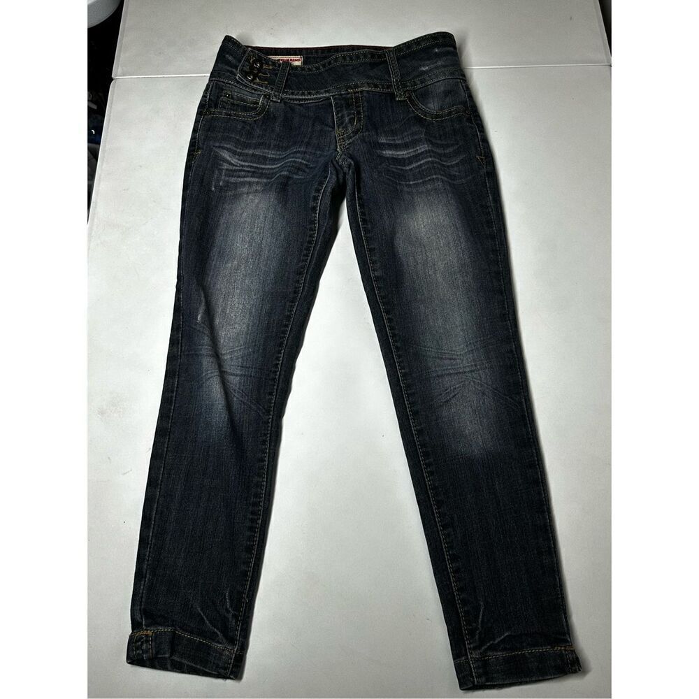 First Kiss Women’s Low Rise Jeans Trim Lace Dark Blue Size 5